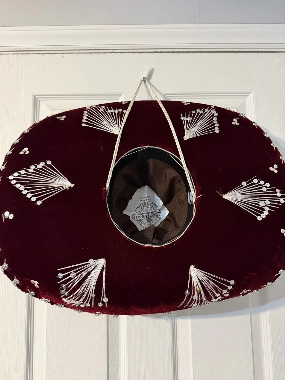 Pigalle Mexican Sombrero Mariachi Hat XXXXXXX Red Maroon Silver Sequins